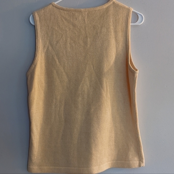 Vintage Embellished Embroidered Sweater Vest Cream Flowers Ladybug - Picture 4 of 4